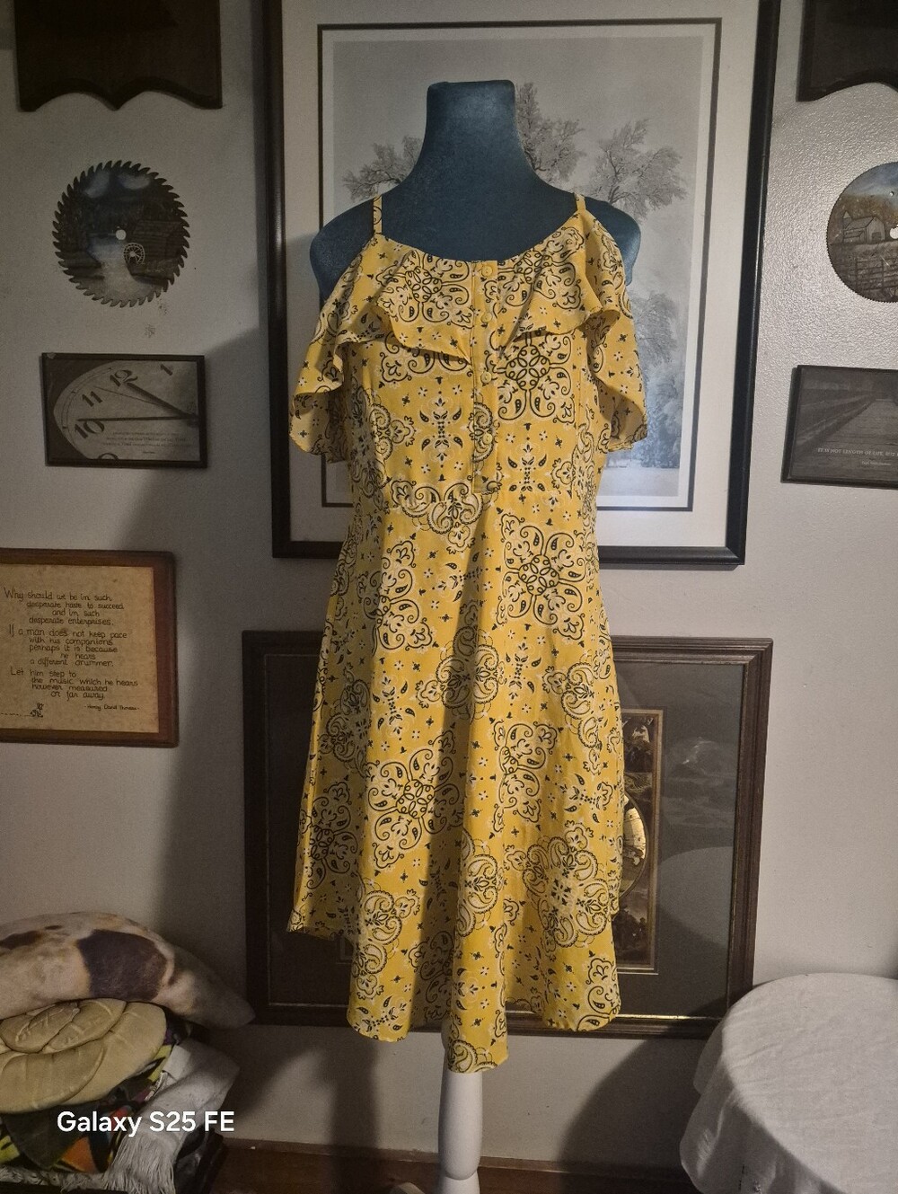 Zink London Yellow Paisley Cold Shoulder Mini Dress Small